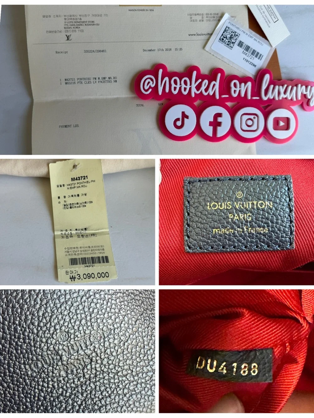 Authentic Louis Vuitton Ponthieu PM Navy & Red Empreinte Leather Handbag EUC